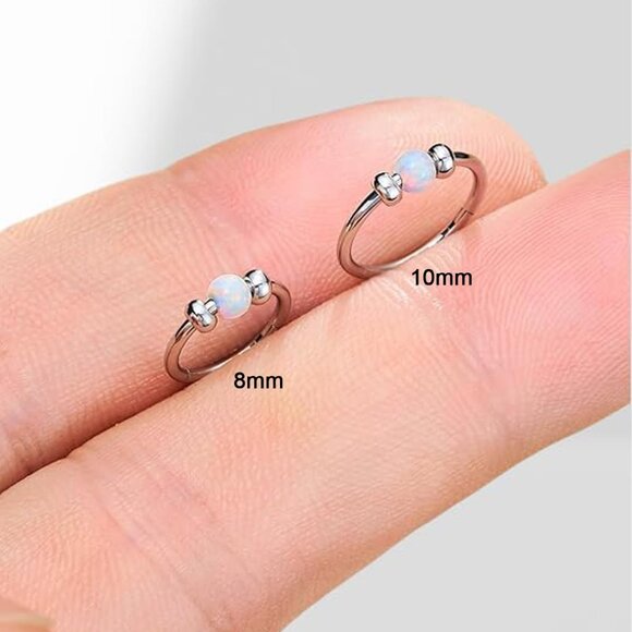 Unisex 2-Pack 8mm Silver 18G Hypoallergenic Surgical Steel Cartilage Earrings wi - Picture 7 of 8